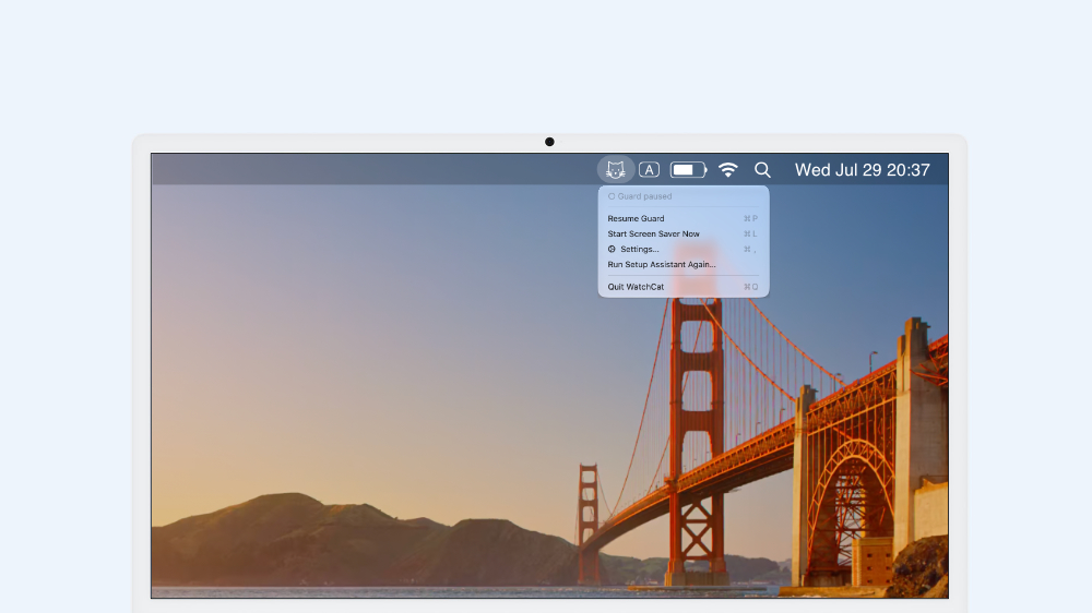 Pause protection with one click when lending the Mac to a colleague